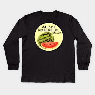 Majestyk Brand Melons (Vintage Fruit Sticker) Kids Long Sleeve T-Shirt